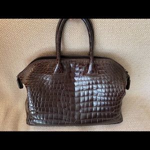 Zagliani Crocodile Dark Chocolate Tote Bag XL